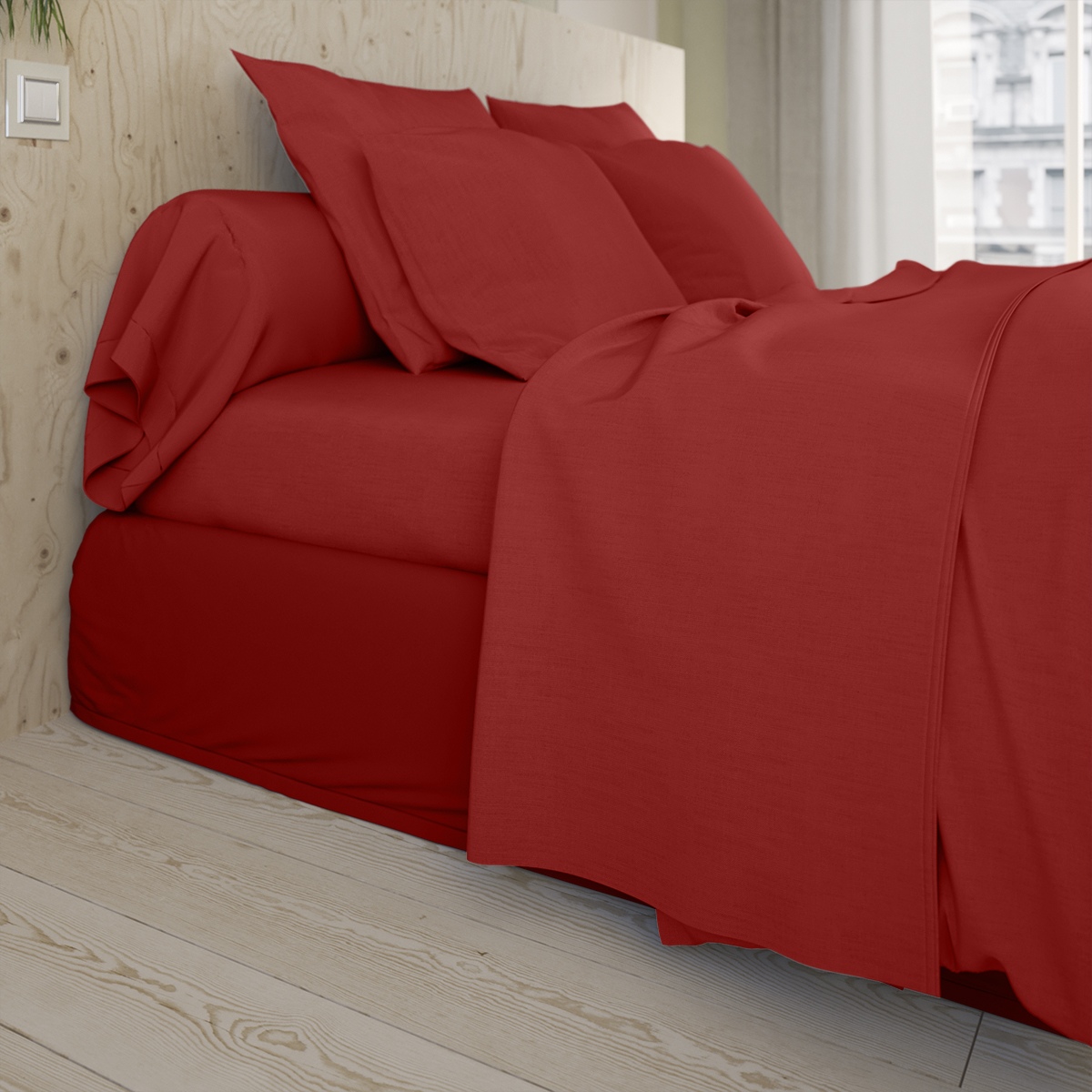 drap plat   coton rouge 270x310 cm