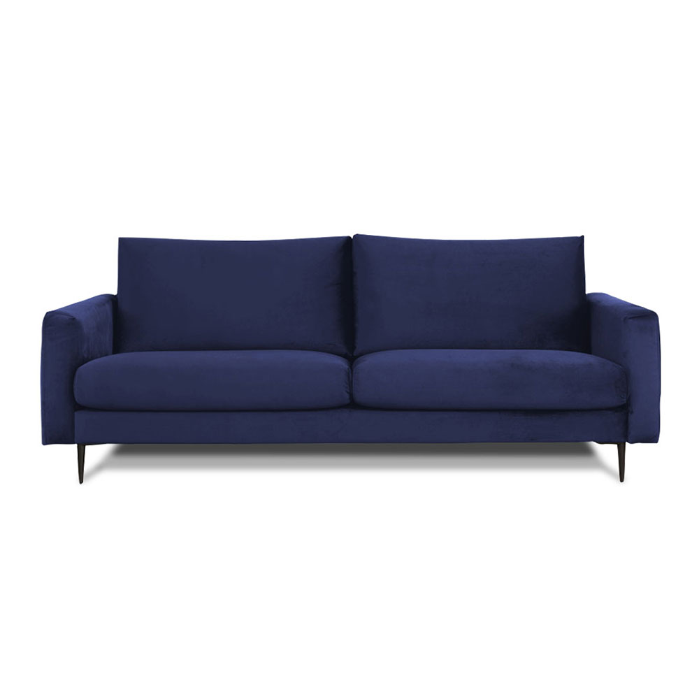 Canapé droit 3 places Bleu Tissu Design Confort Promotion