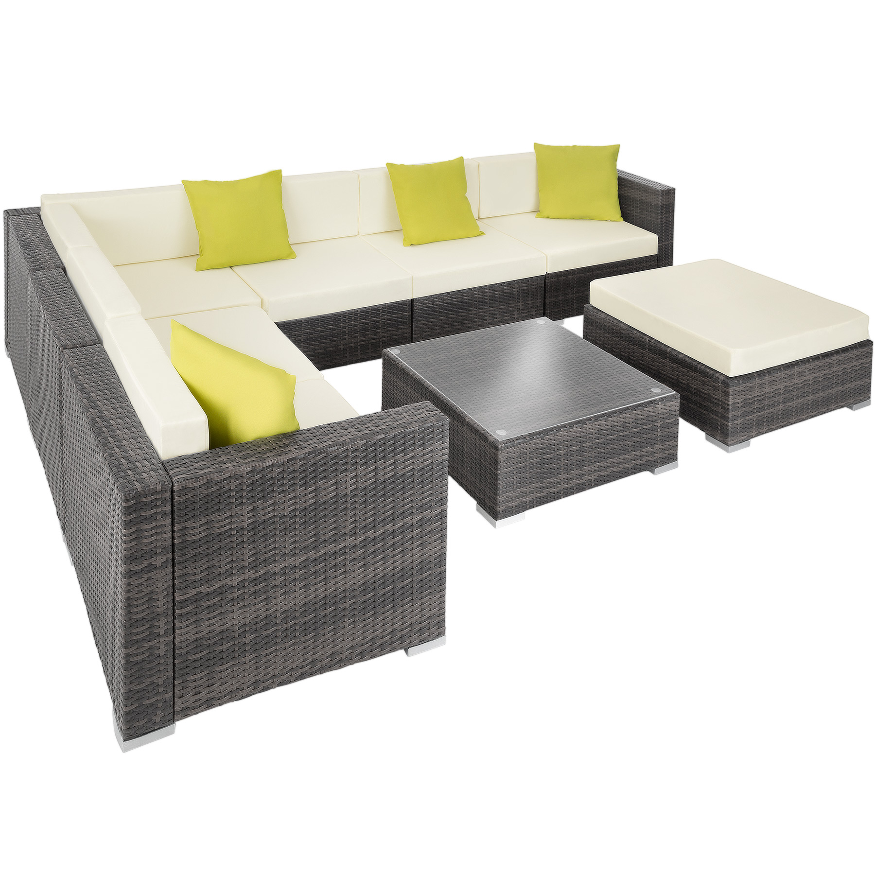 Salon de jardin MARBELLA modulable 7 places gris