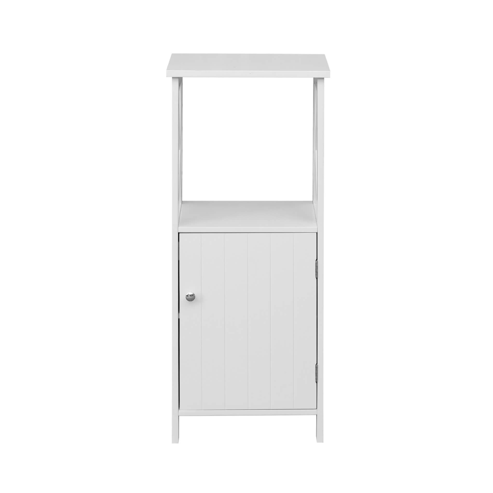 meuble colonne de salle de bain 1 porte étagère en mdf blanc