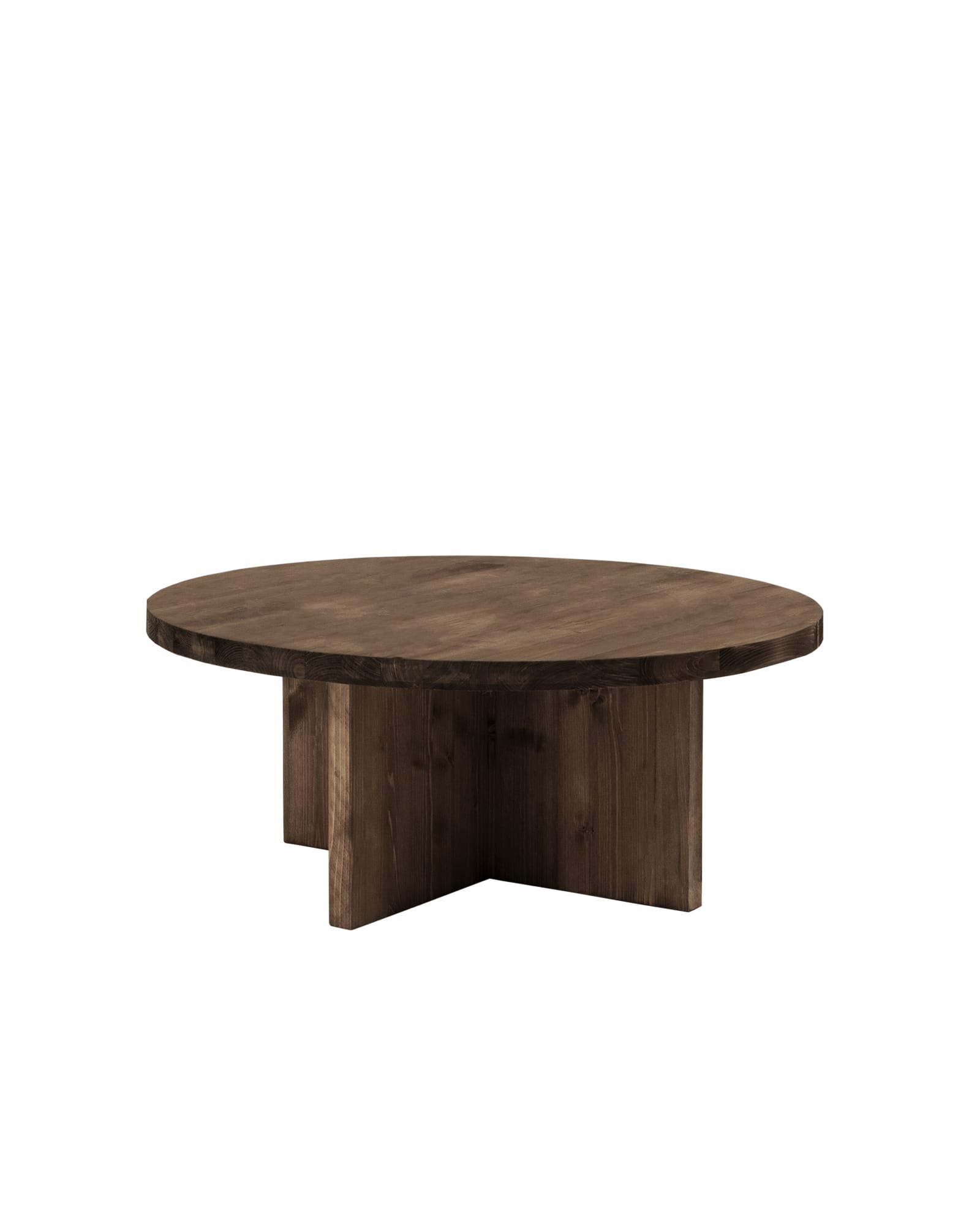 Table basse ronde en bois de sapin marron Ø80×33,2cm