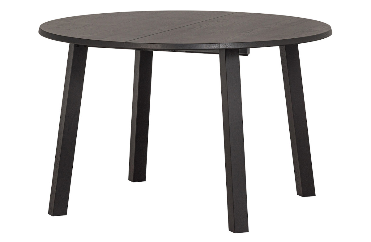 Table de repas ronde extensible en bois noir D 120 Table de repas ronde extensible en bois noir D 120