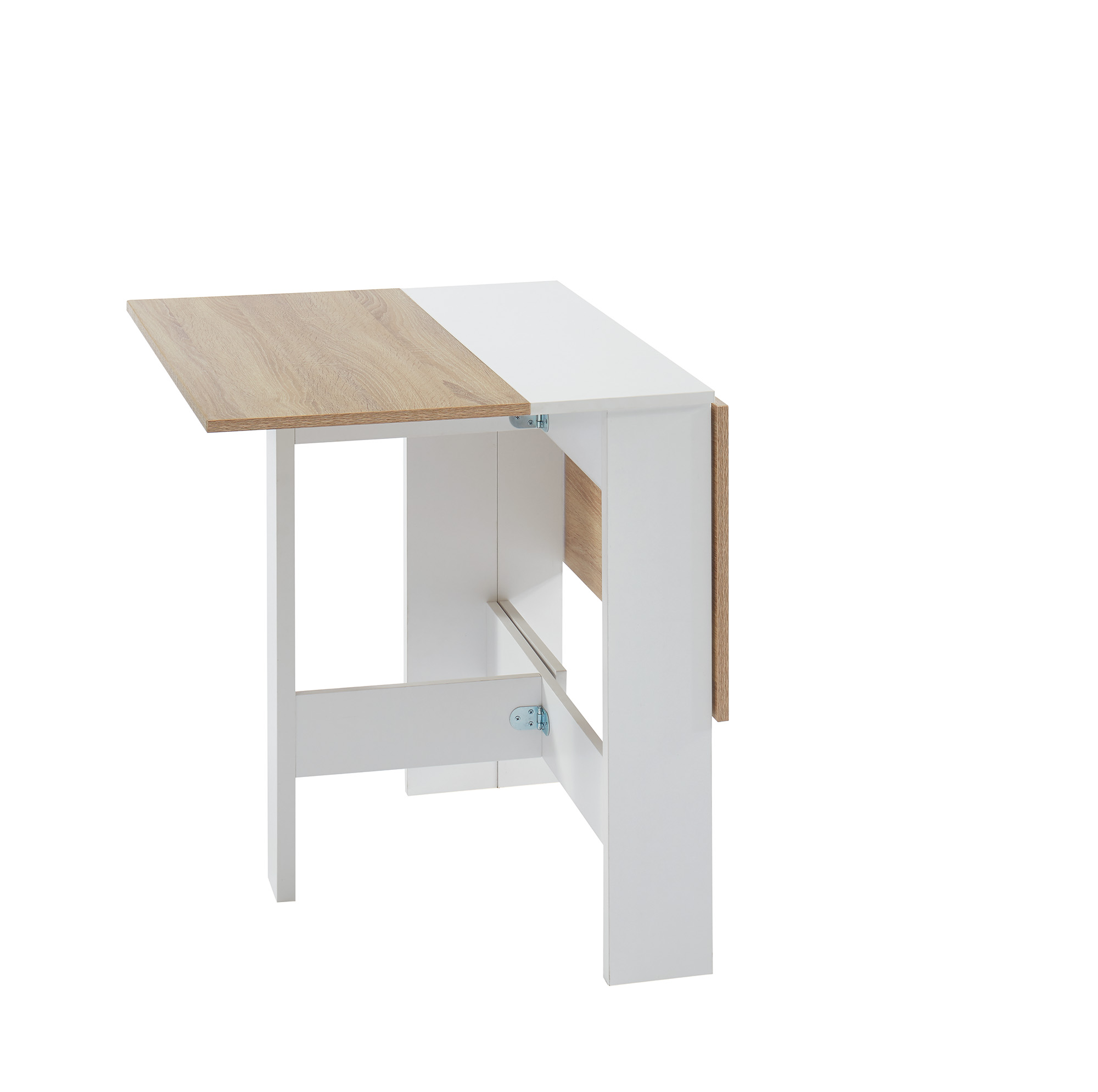 Table pliable   blanc et effet chêne  104cm