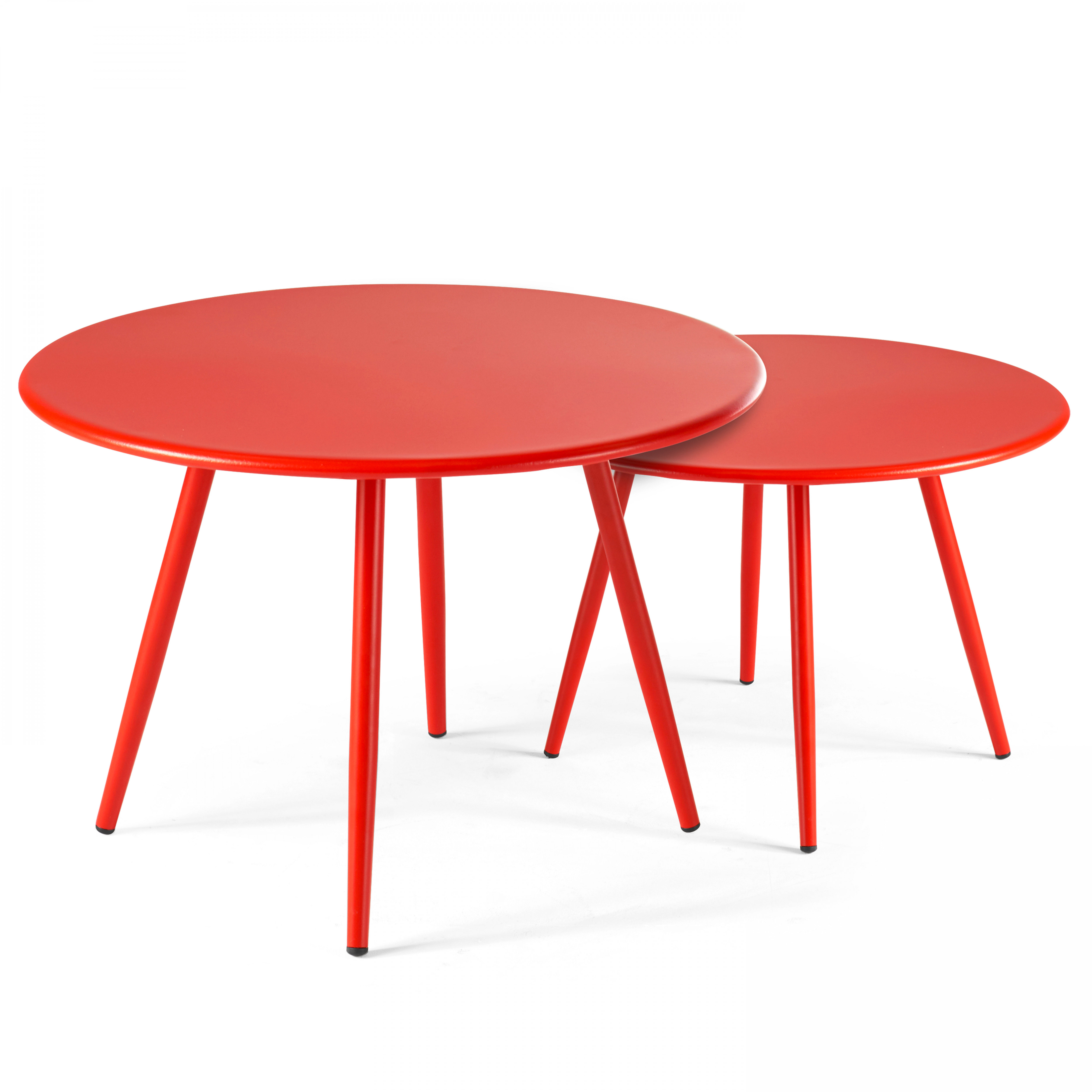 Lot de 2 tables basses de jardin en acier rouge