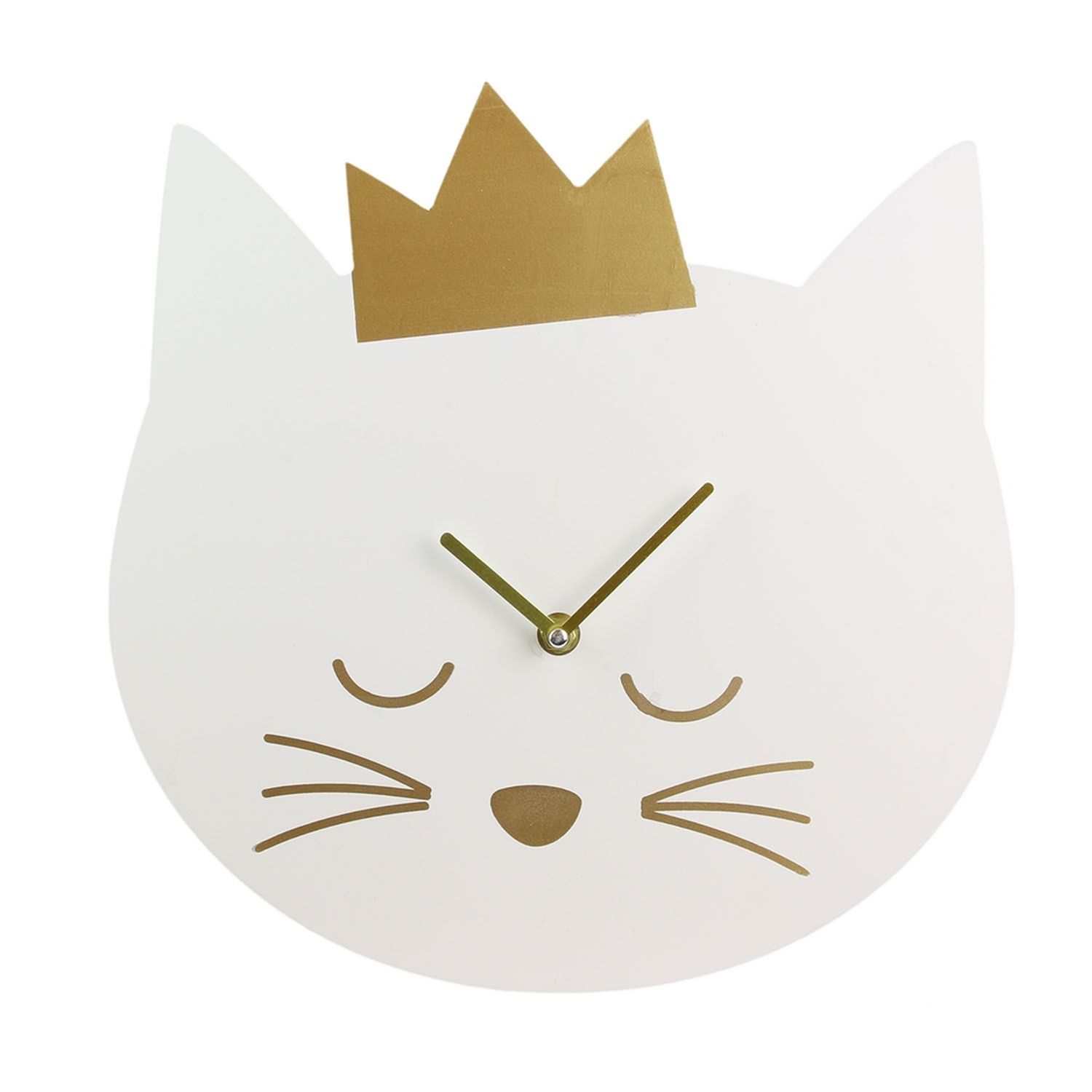 Horloge murale enfante chat diam. 30 cm blanc