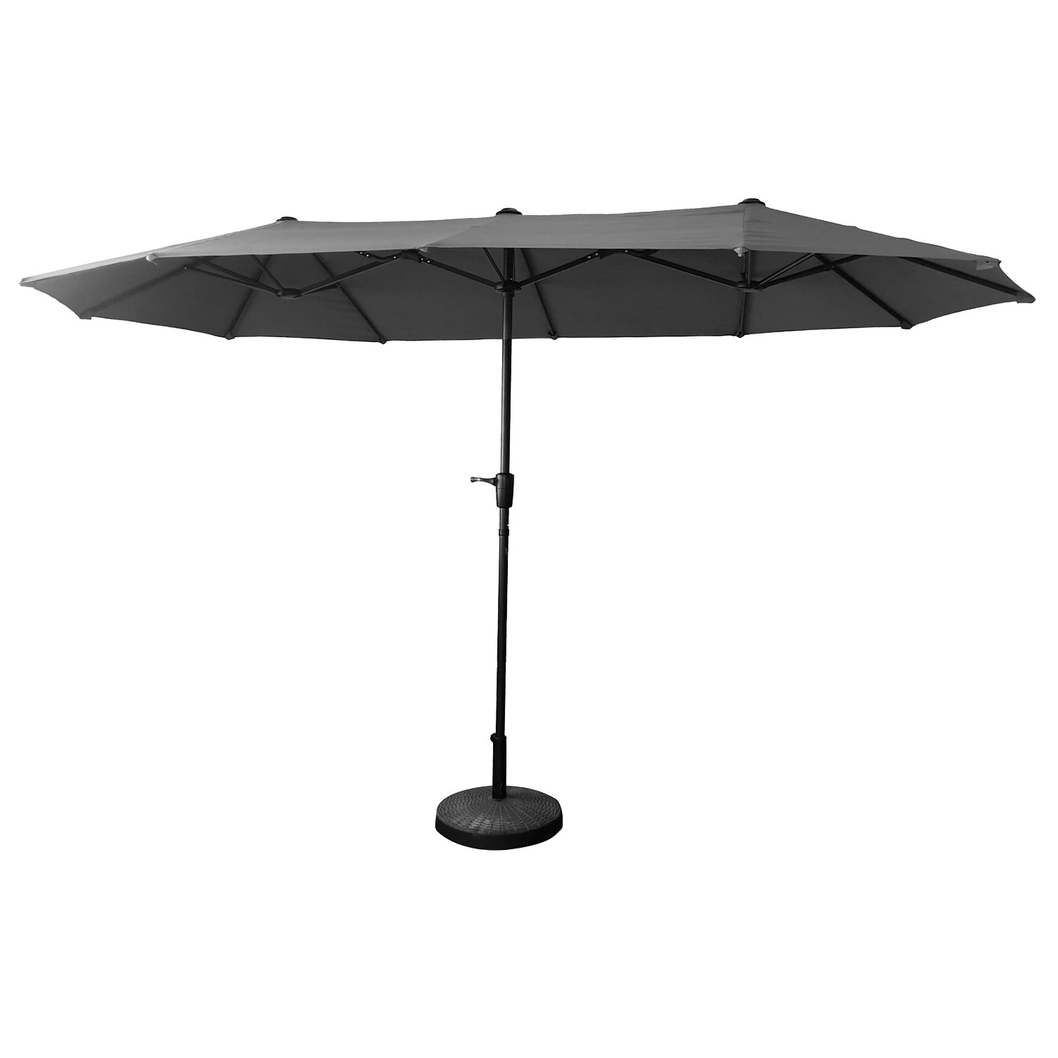 Parasol double ovale 2x4m en acier et toile grise