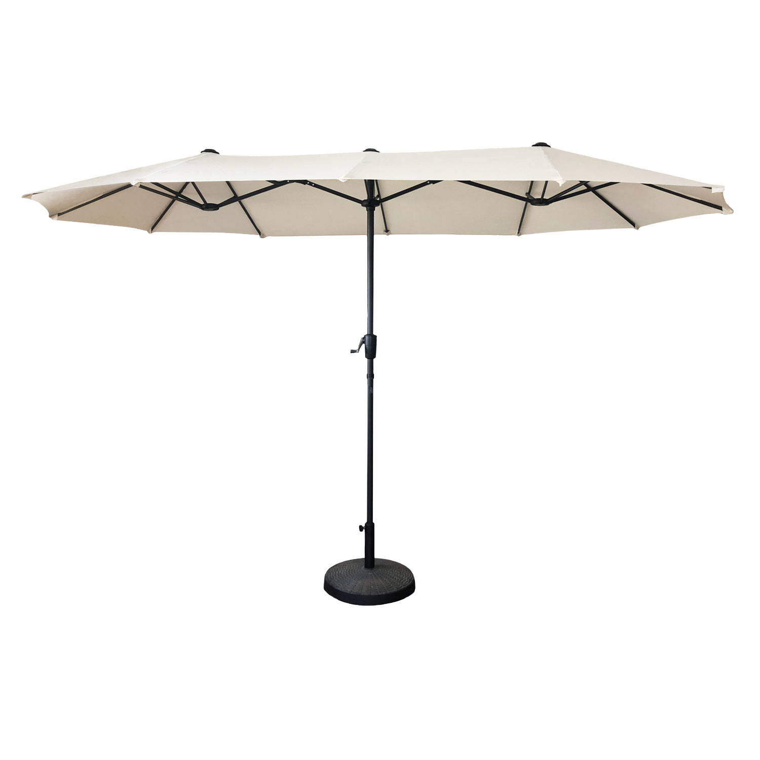 Parasol double ovale 2x4m en acier et toile beige