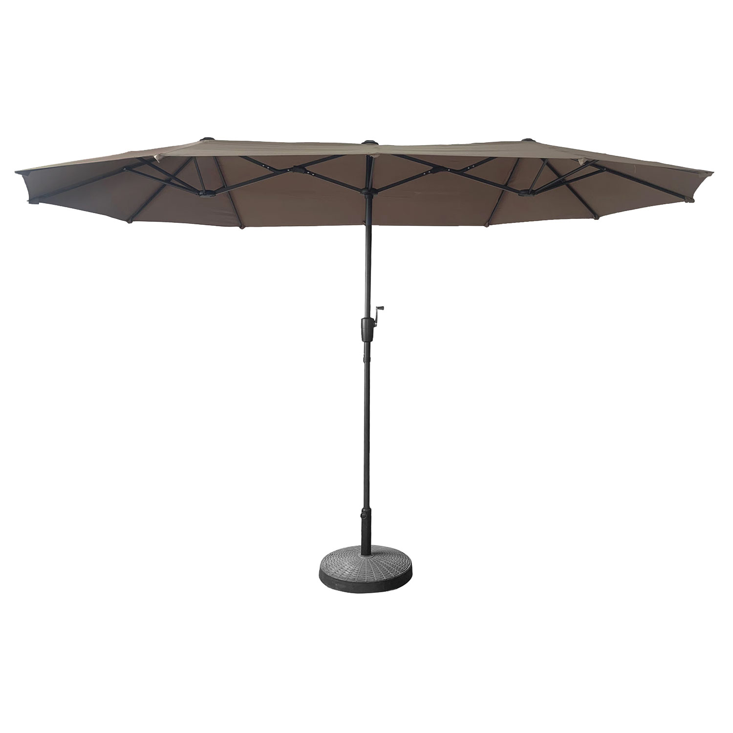 Parasol double ovale 2x4m en acier et toile taupe