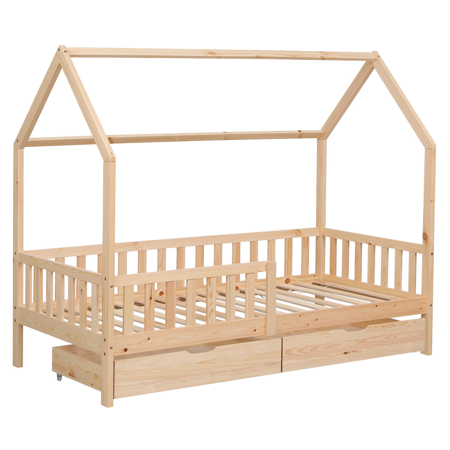Lit cabane pour enfant avec tiroirs 190x90cm bois