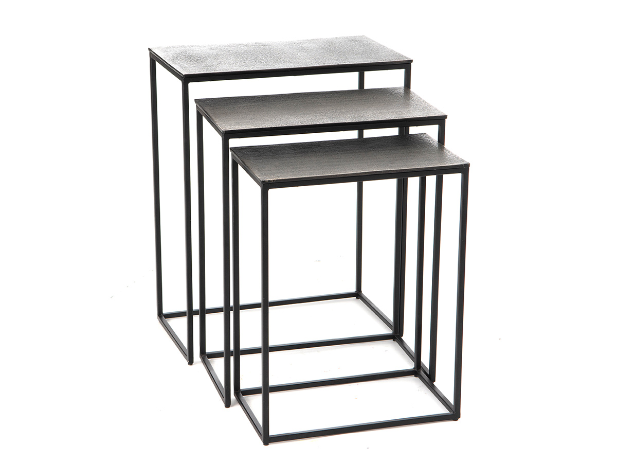 Set de 3 mini consoles en fonte d&rsquo;aluminium