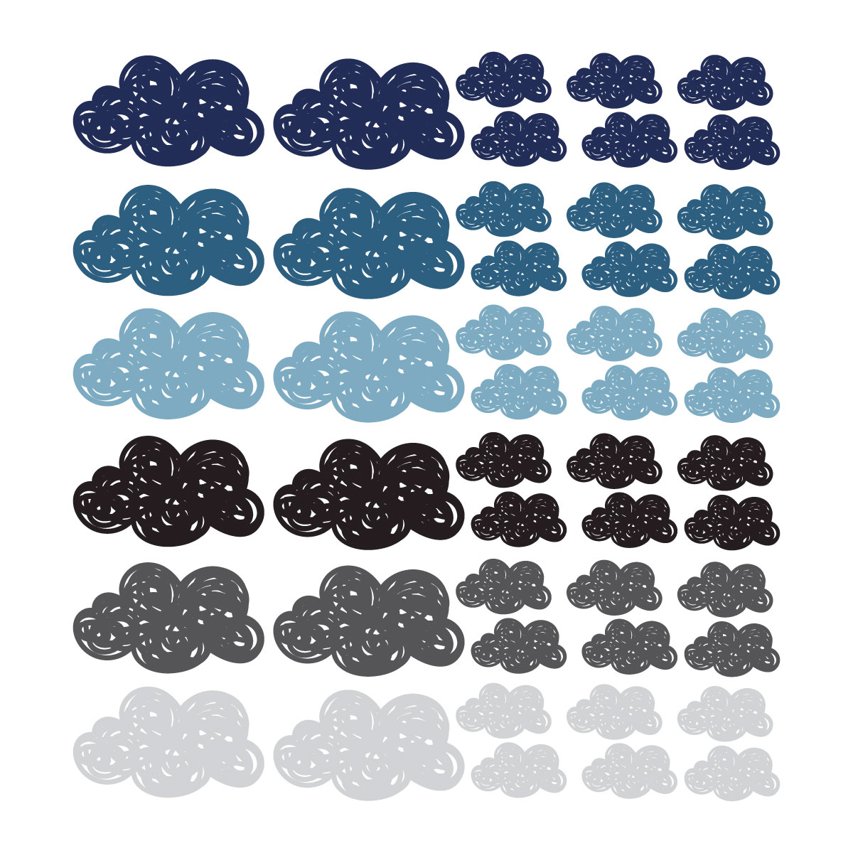 Stickers muraux en vinyle petits nuages bleu et gris