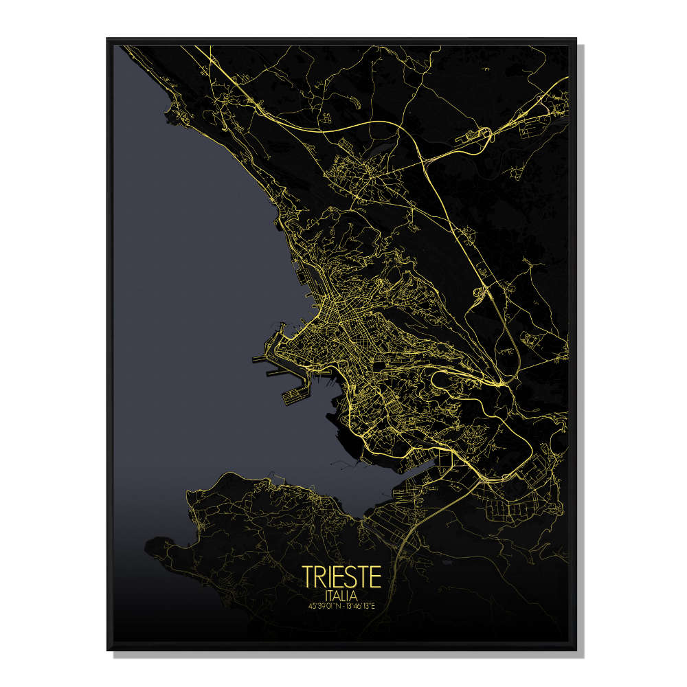 TRIESTE - Carte City Map Nuit 40x50cm