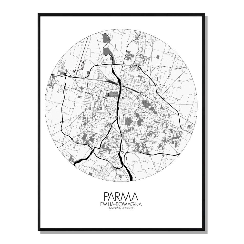 PARME - Carte City Map Rond 40x50cm