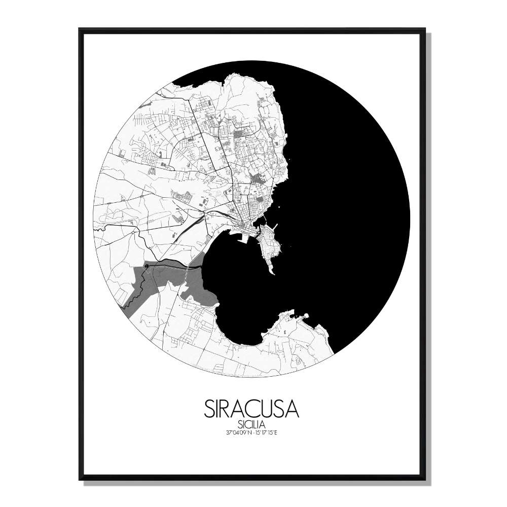 SYRACUSE - Carte City Map Rond 40x50cm