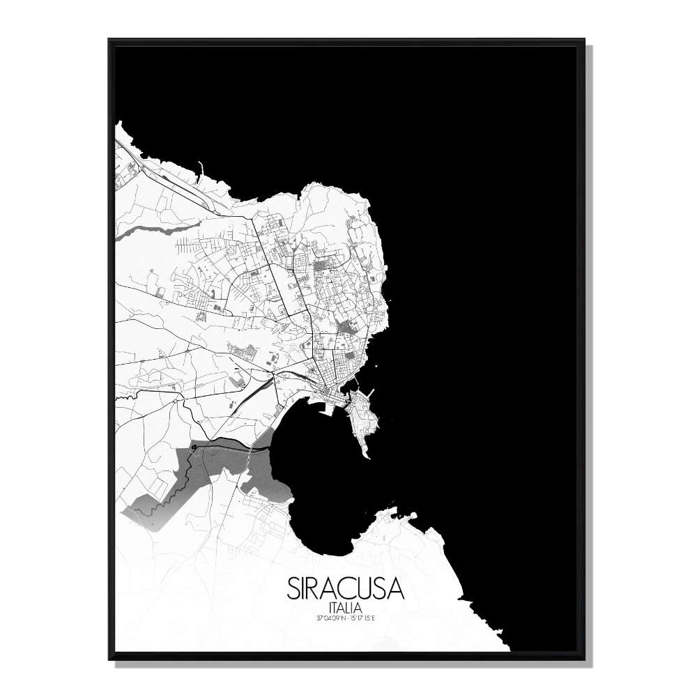 SYRACUSE - Carte City Map N&B 40x50cm