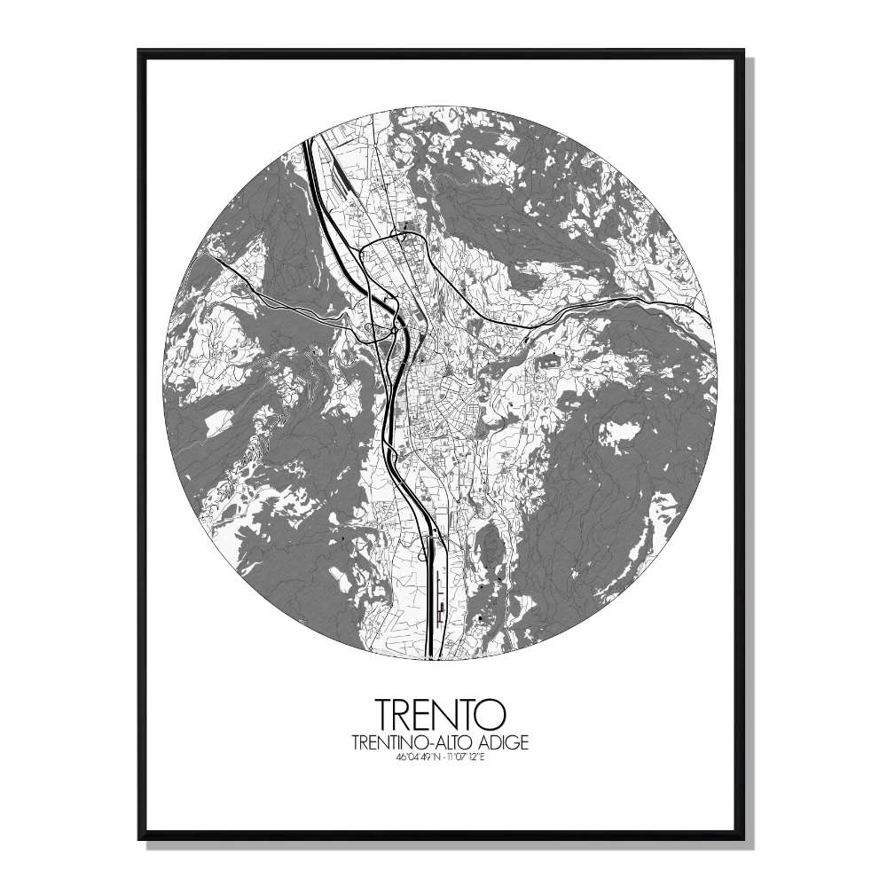 TRENTE - Carte City Map Rond 40x50cm