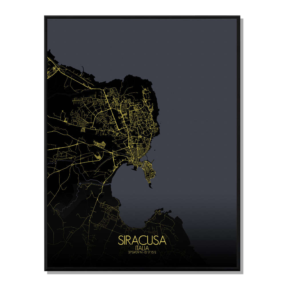 SYRACUSE - Carte City Map Nuit 40x50cm
