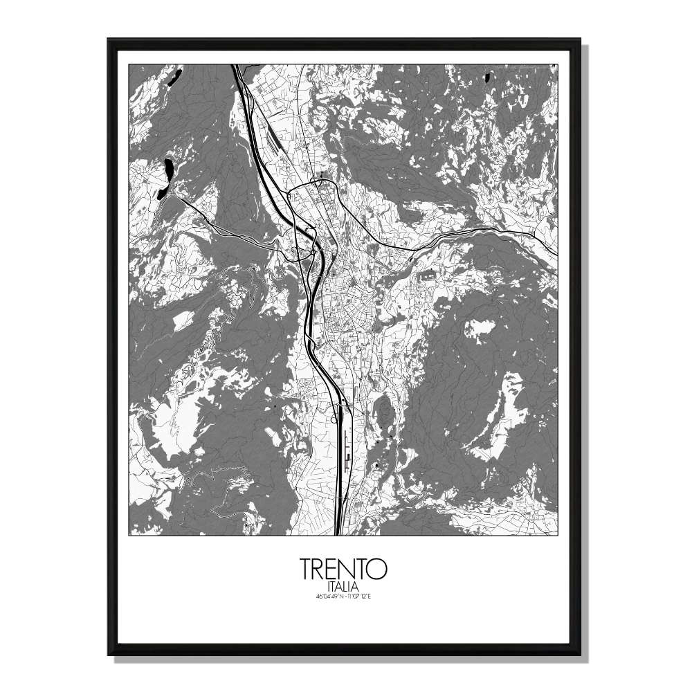 TRENTE - Carte City Map N&B 40x50cm