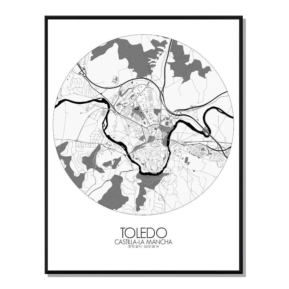TOLEDE - Carte City Map Rond 40x50cm