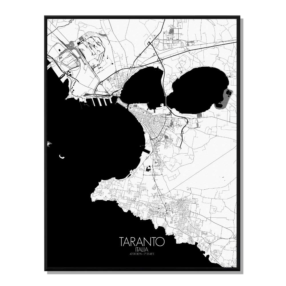 TARENTE - Carte City Map N&B 40x50cm