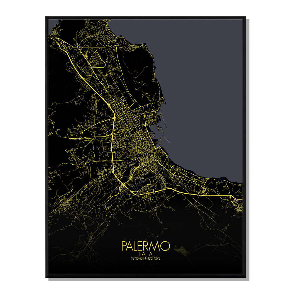 PALERME - Carte City Map Nuit 40x50cm PALERME - Carte City Map Nuit 40x50cm