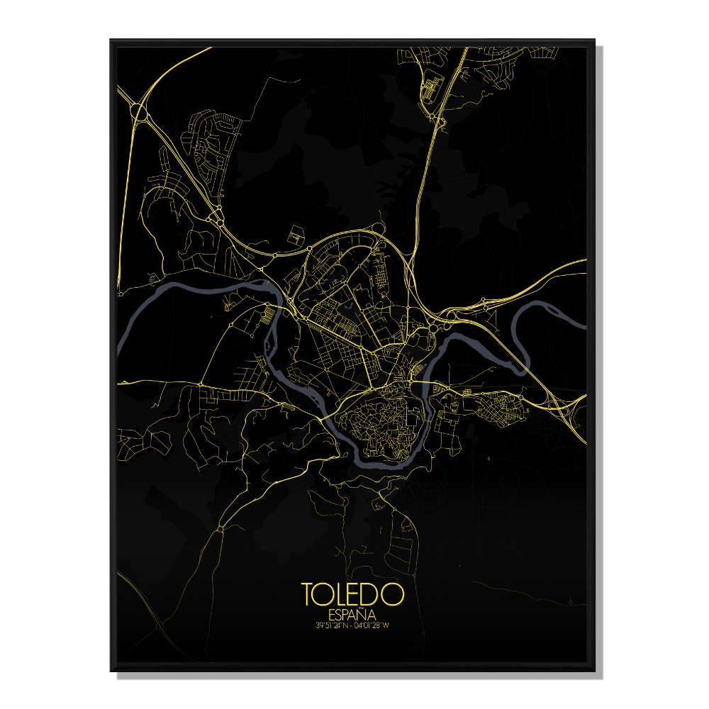 TOLEDE - Carte City Map Nuit 40x50cm