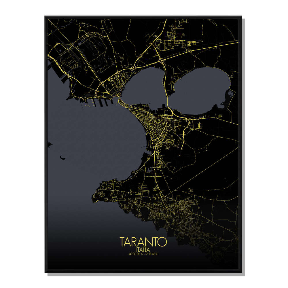 TARENTE - Carte City Map Nuit 40x50cm