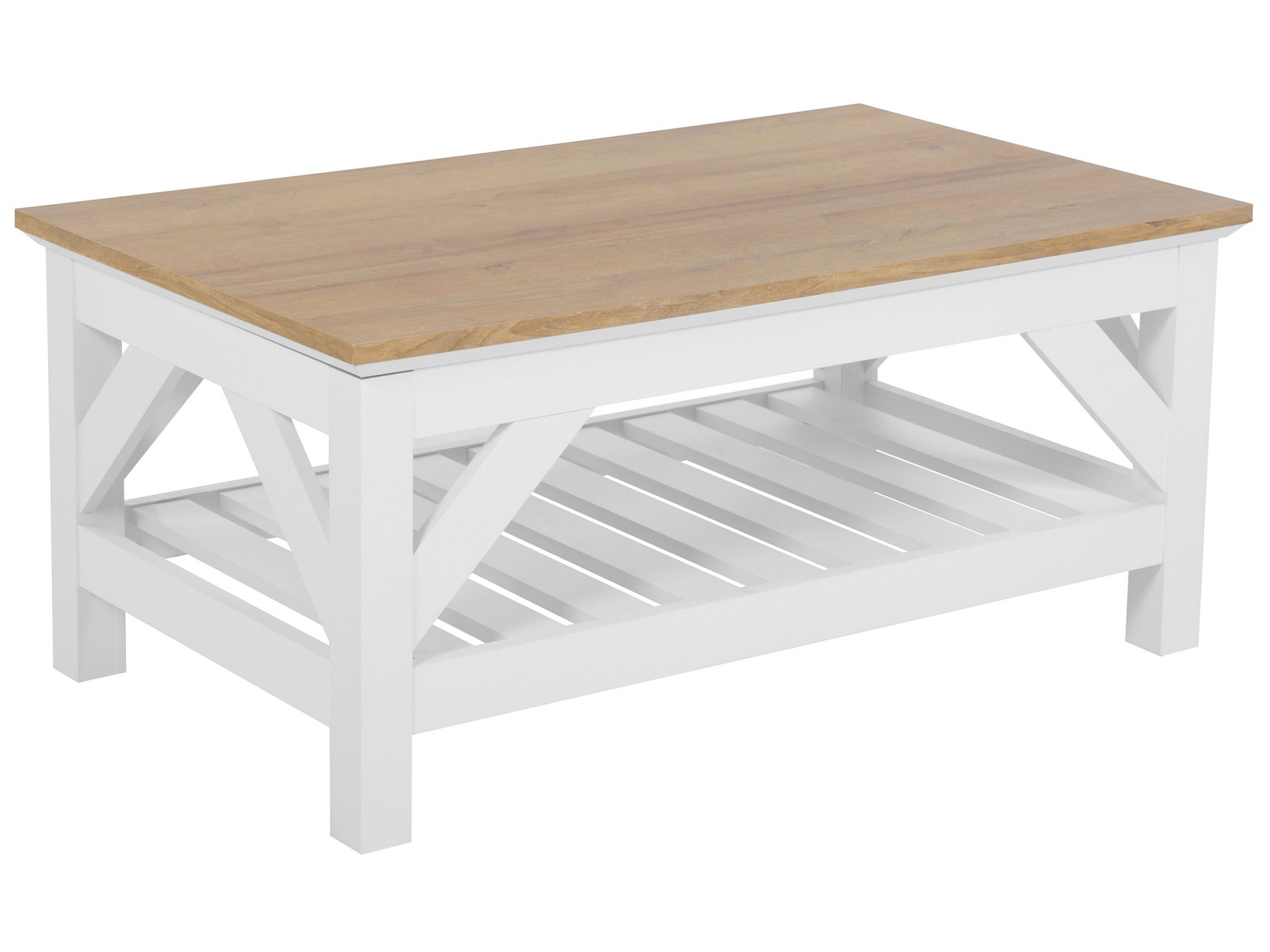 table basse bois clair blanc 100 x 60 cm