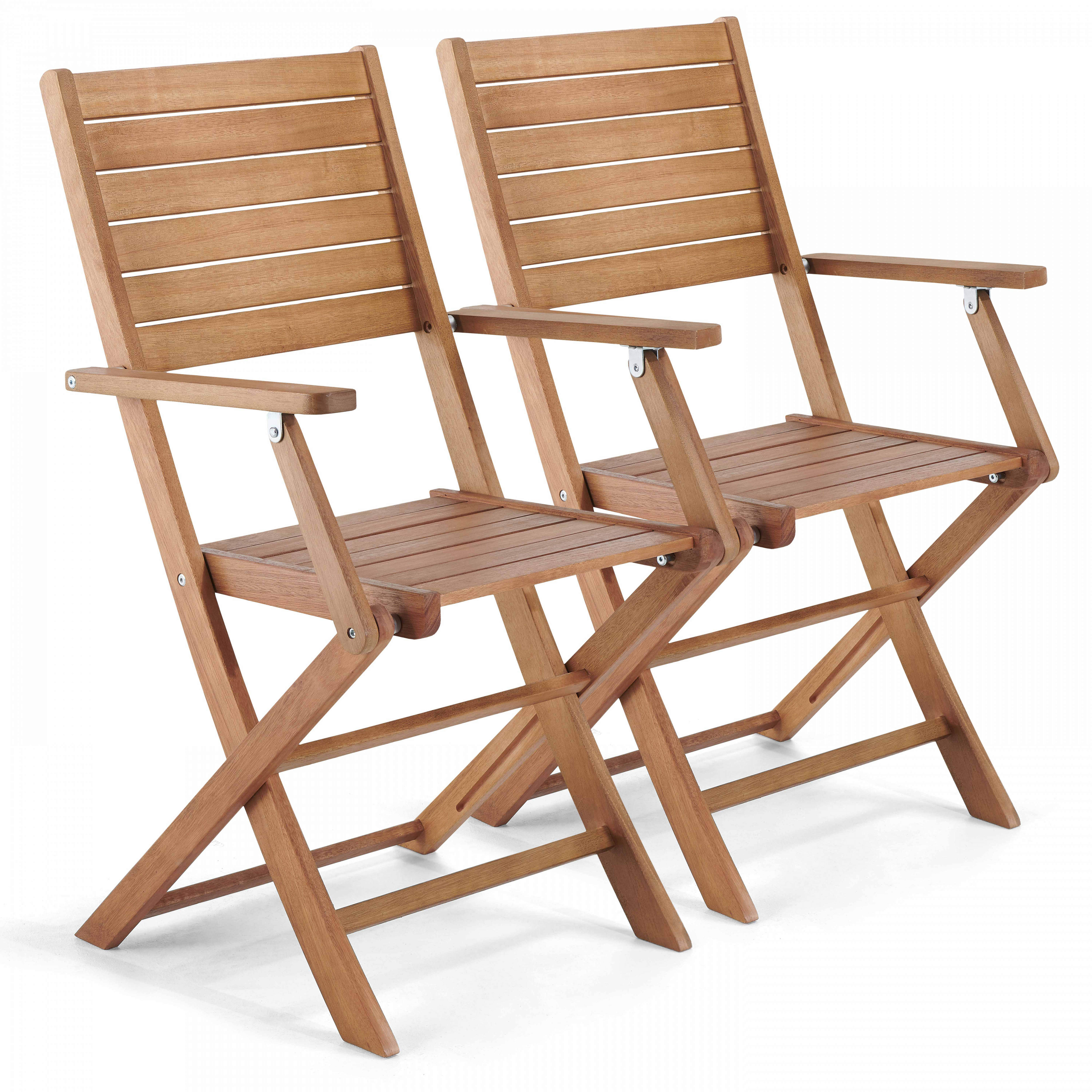 Lot de 2 fauteuils en bois d'eucalyptus