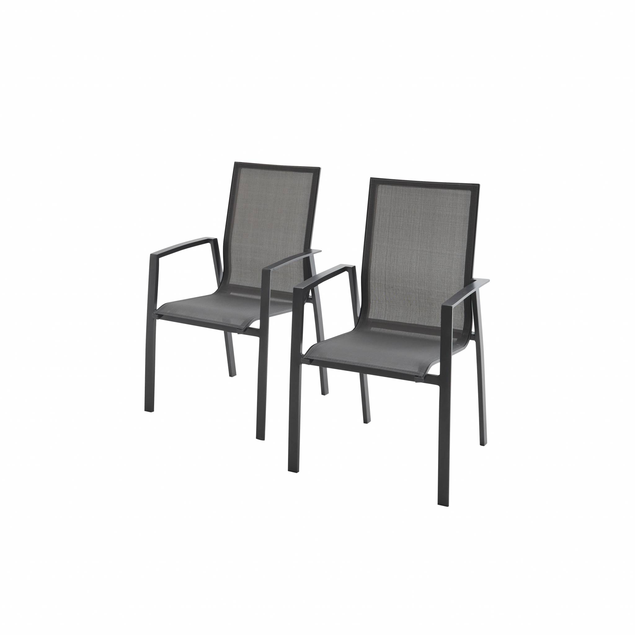 Lot de 2 fauteuils empilables gris foncé en aluminium anthracite