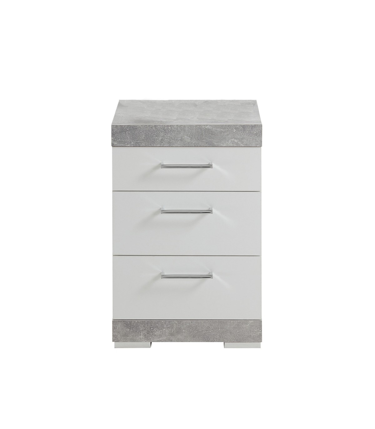 table de chevet avec 3 tiroirs h64cm - bristol - gris béton