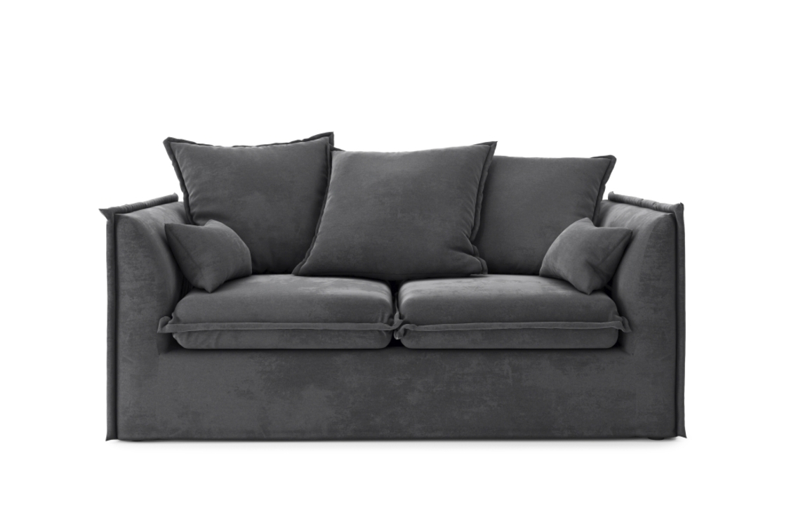 Canapé droit en tissu 2 places gris