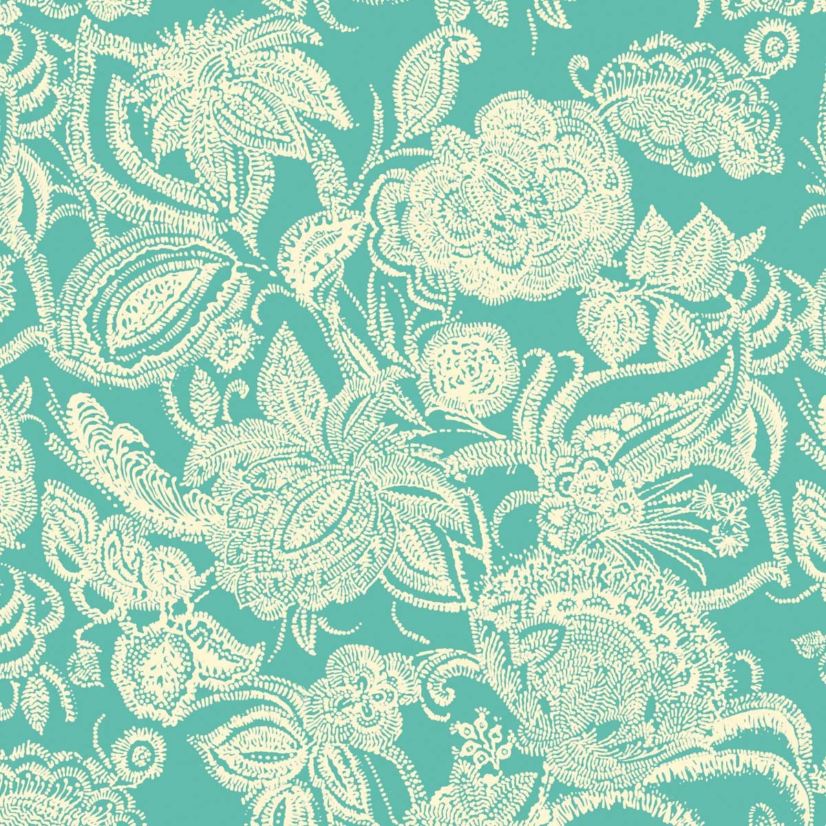 Toile outdoor pour transat / chilienne imprimé fleuri turquoise