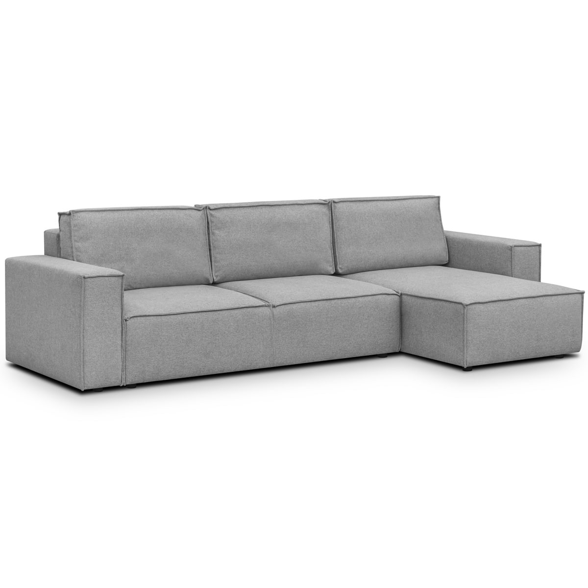Canapé d'angle convertible  réversible 5 places en tissu gris chiné - Vue supplémentaire 2