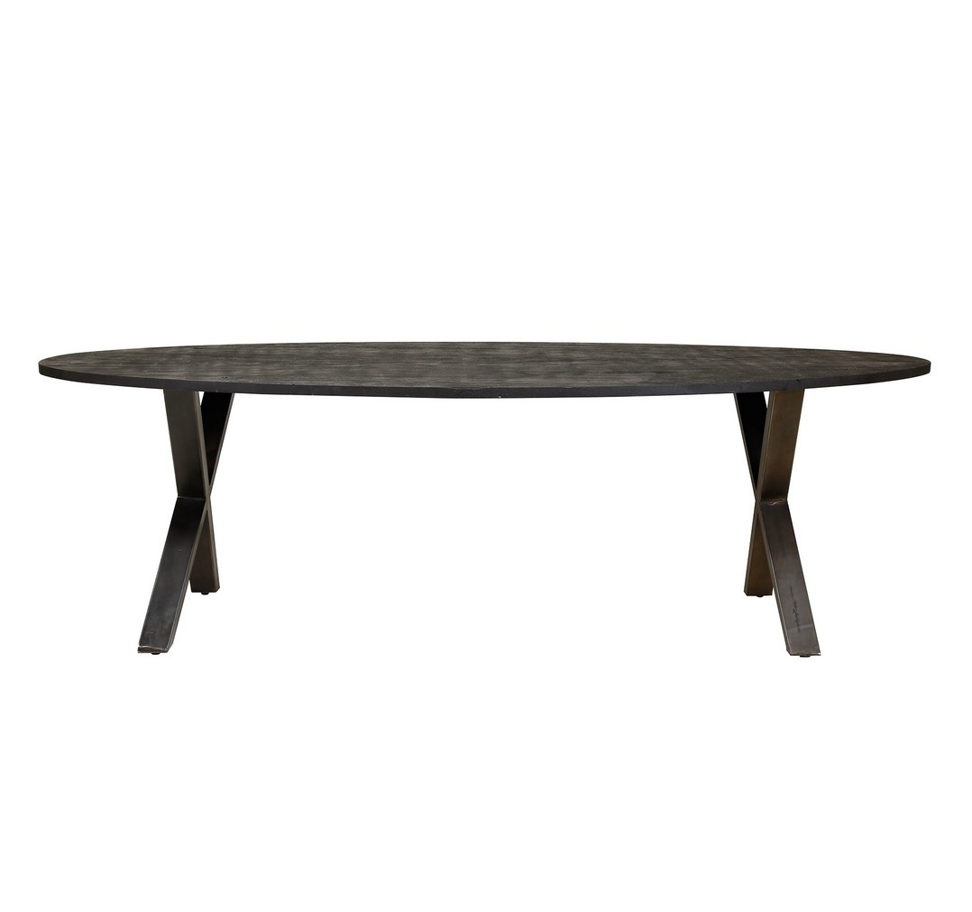 Table repas ovale bois noir L240