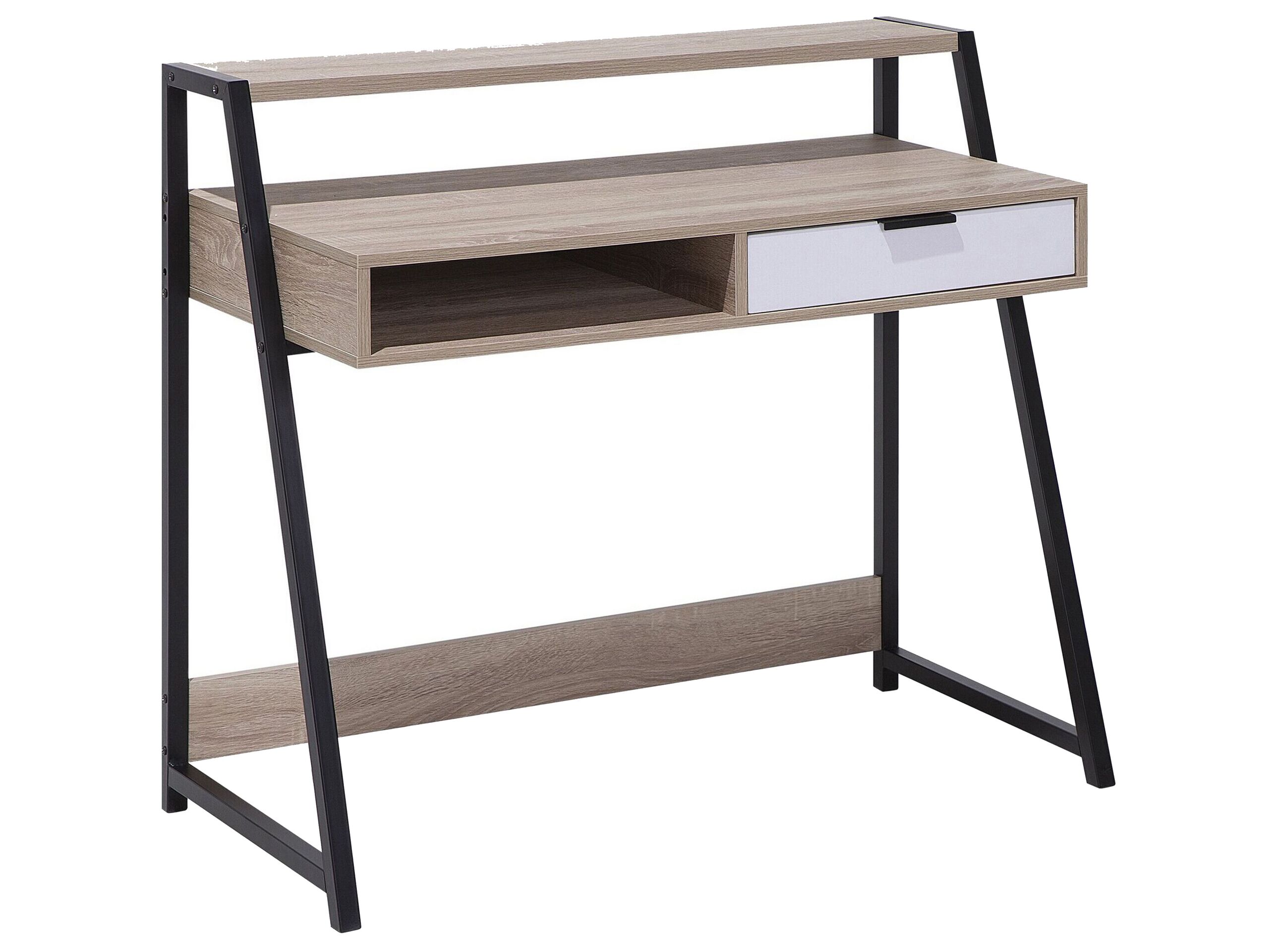 bureau bois clair et blanc avec tiroir 100 x 50 cm