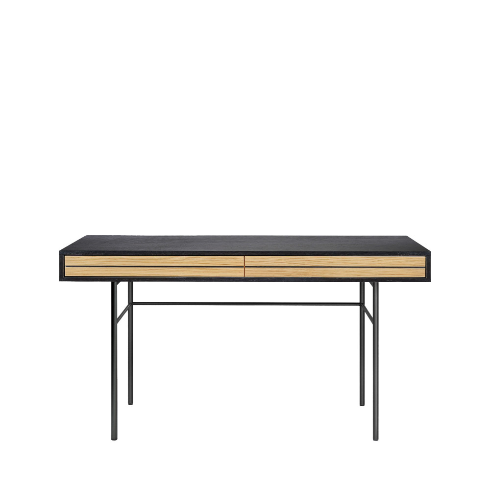 bureau en bois et métal 2 tiroirs noir