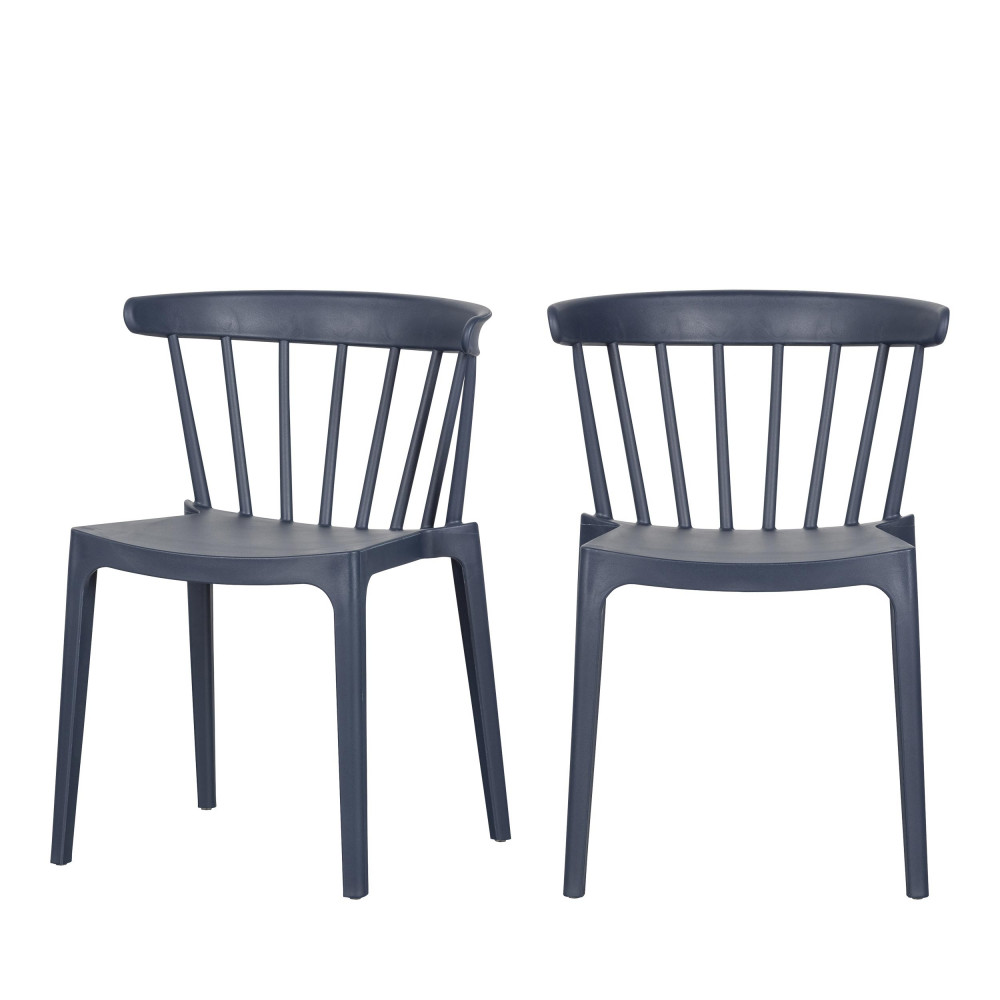 2 chaises indoor et outdoor en plastique bleu pétrole