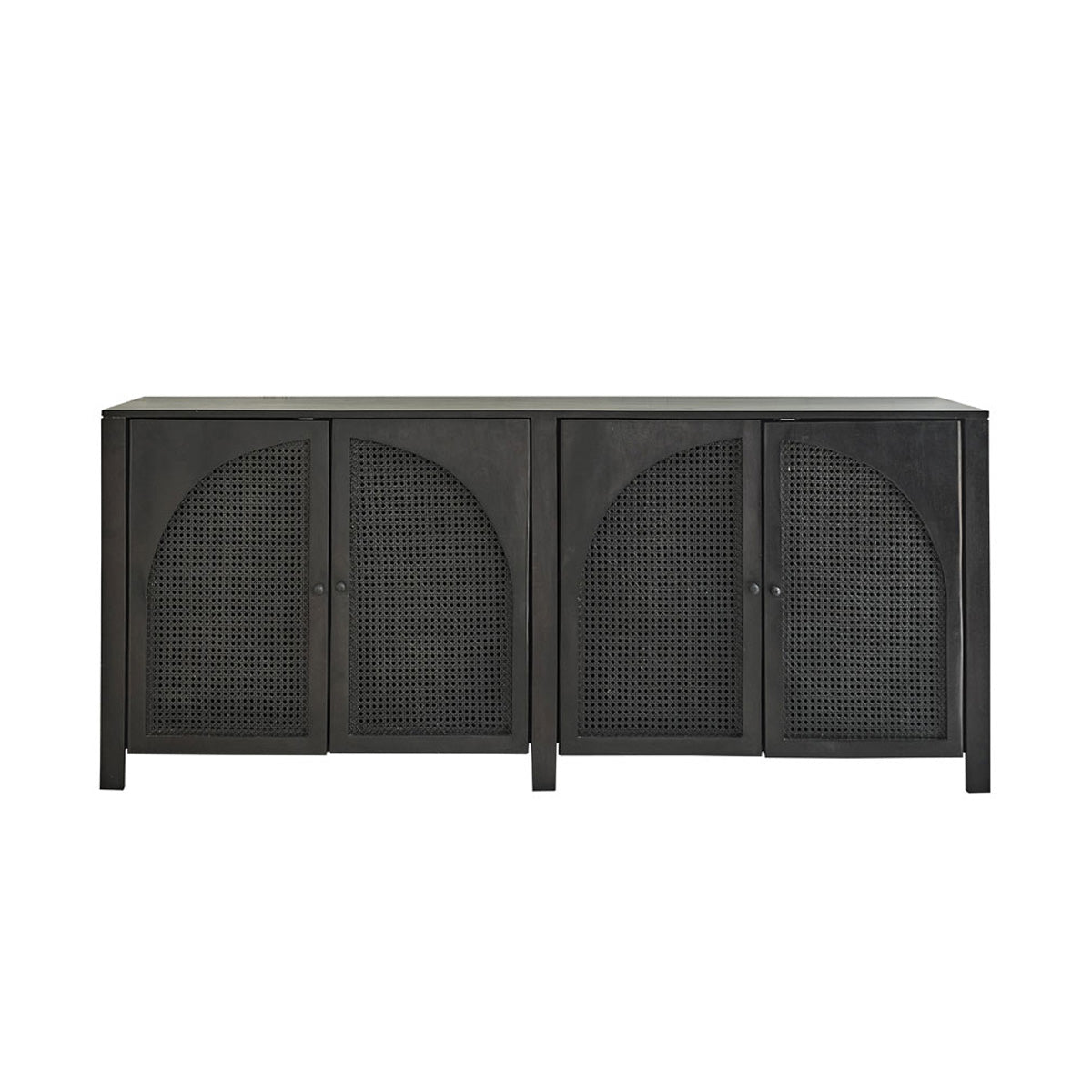 Buffet en manguier massif et cannage noir 175 cm