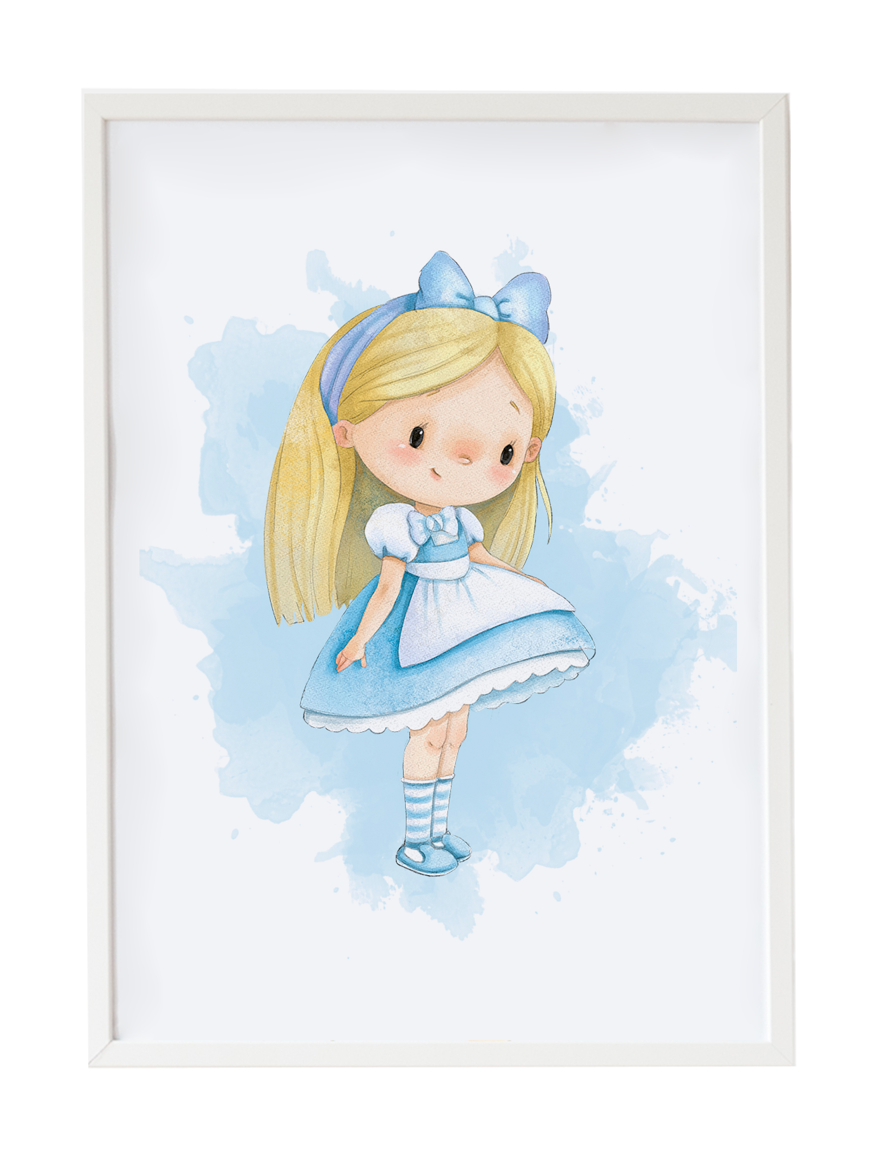 Impression de Alice encadrée en bois blanc 43X33 cm