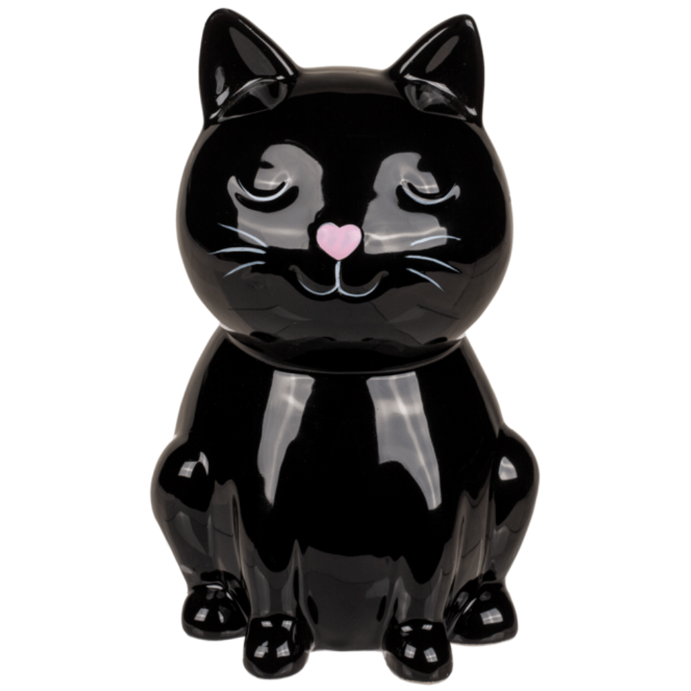 Tirelire chat coeur noir 15cm