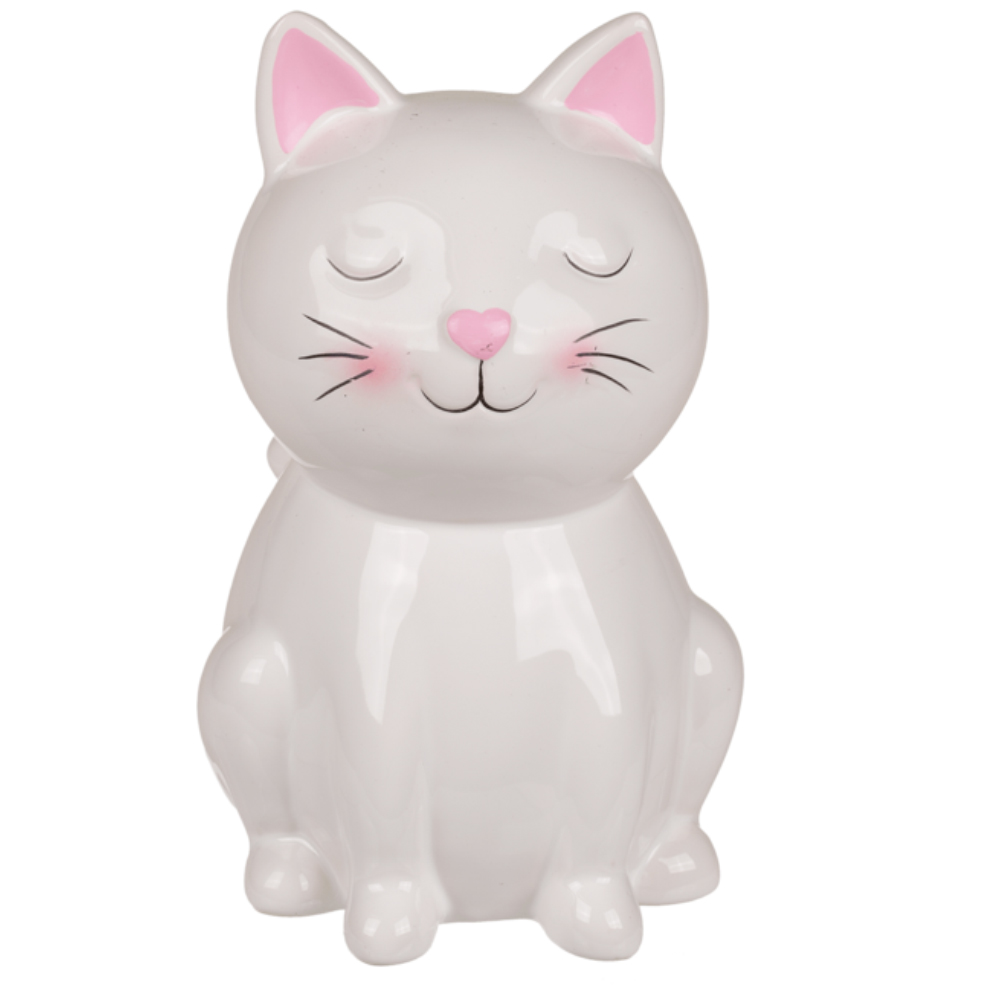 Tirelire chat blanc 15cm