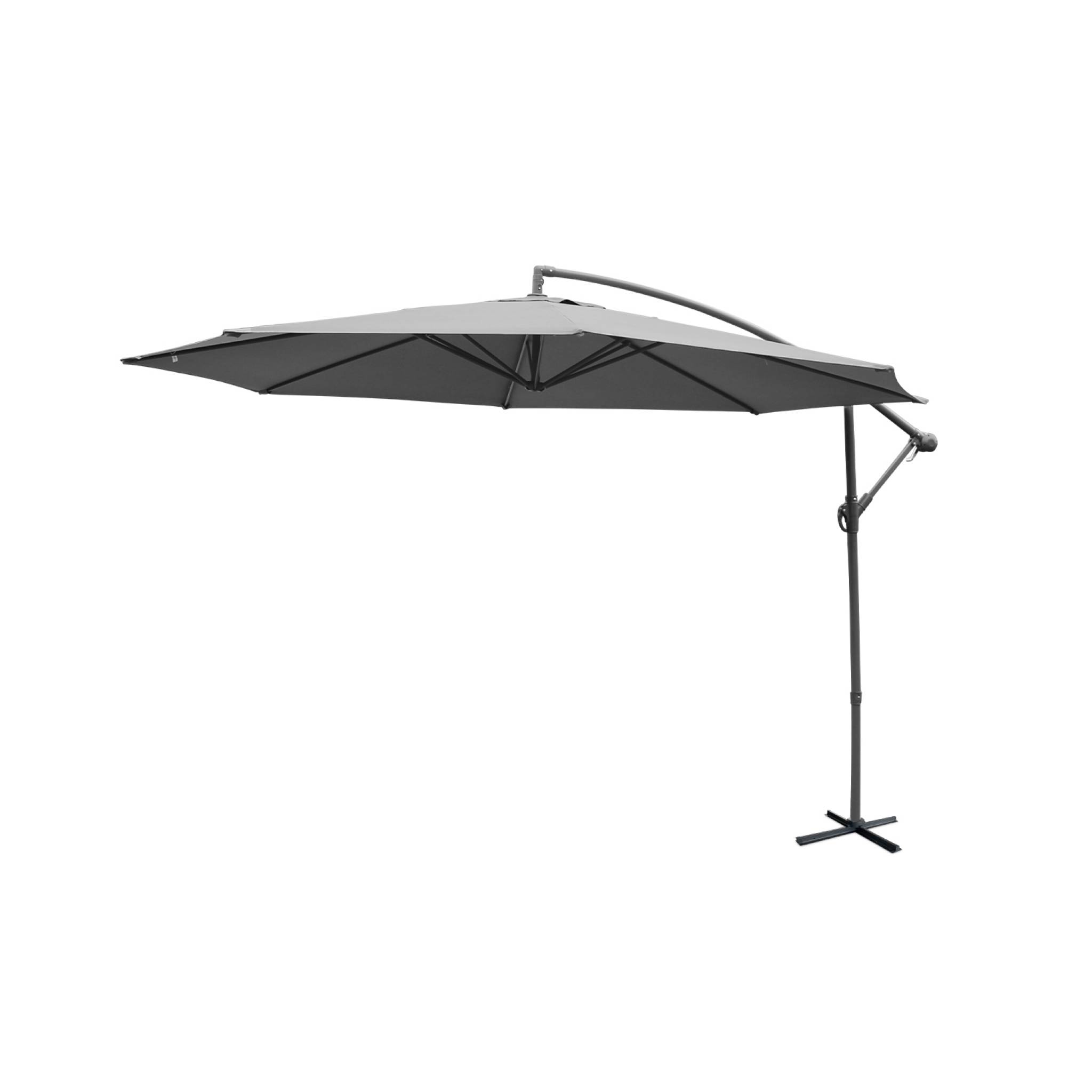 Parasol déporté rond ⌀ 350cm excentré gris 8 baleines