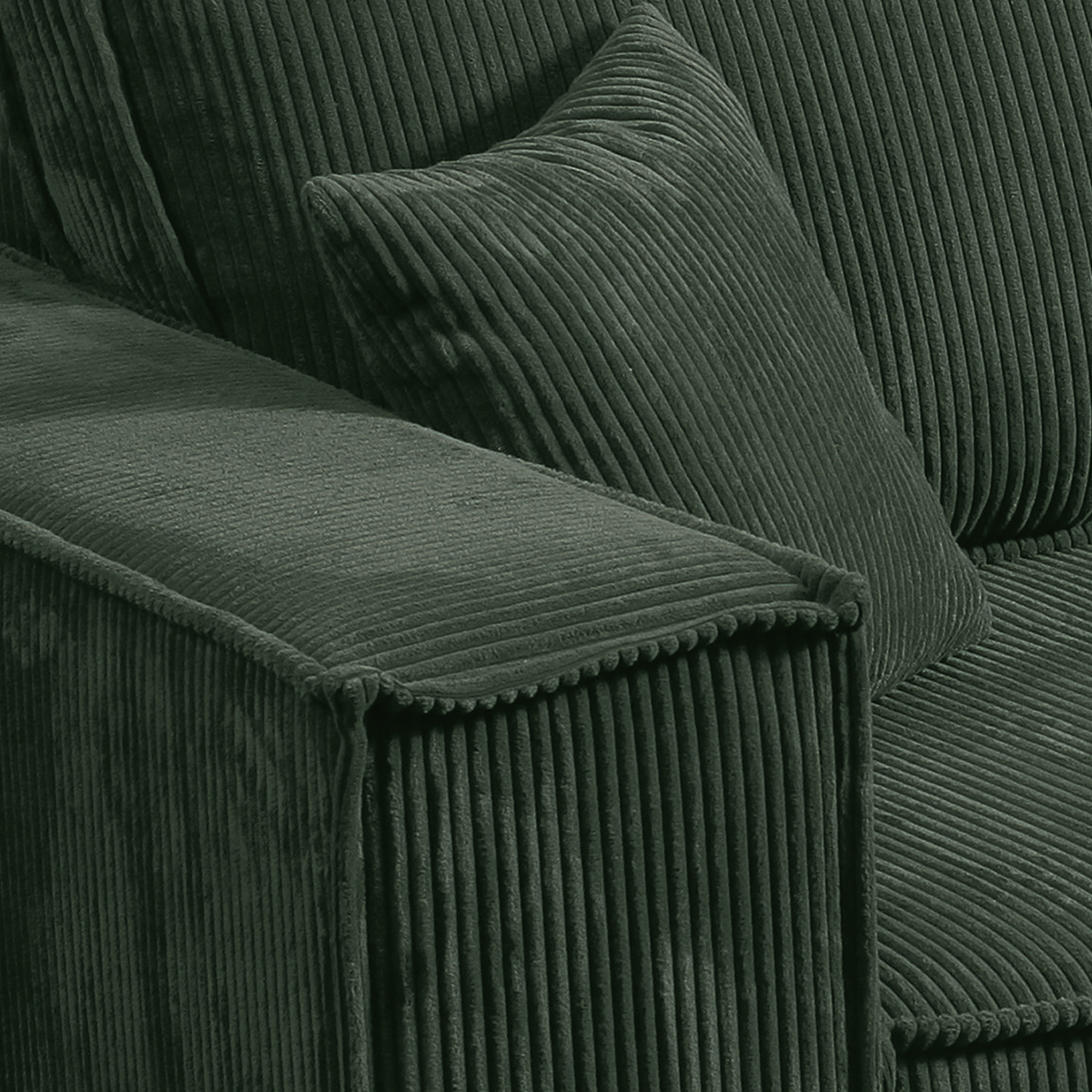 Isaac - Canapé convertible 4 places velours côtelé vert sapin - Vue supplémentaire 2