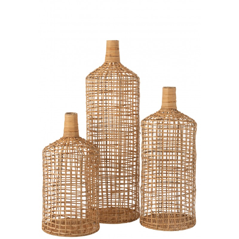 Set de 3 vases décoratifs bambou naturel