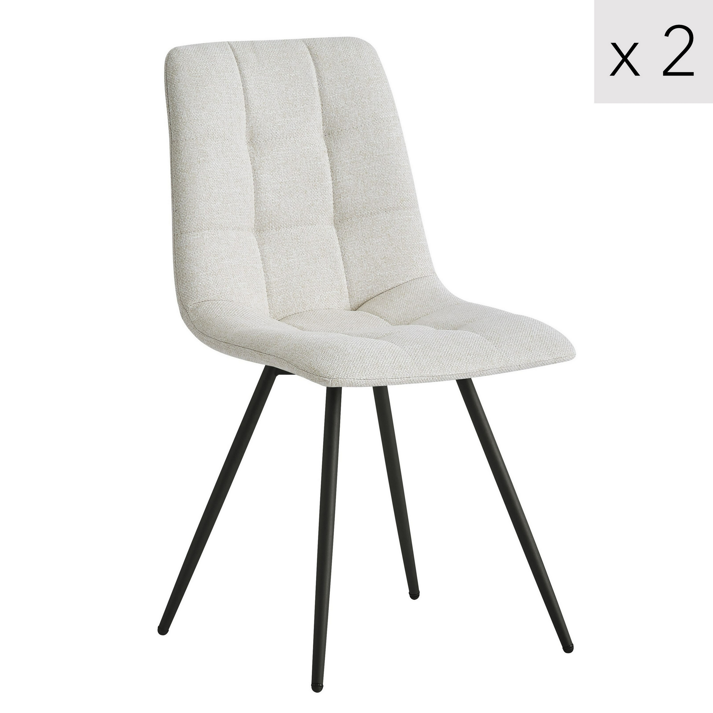 Lot de 2 chaises scandinaves en métal et tissu beige