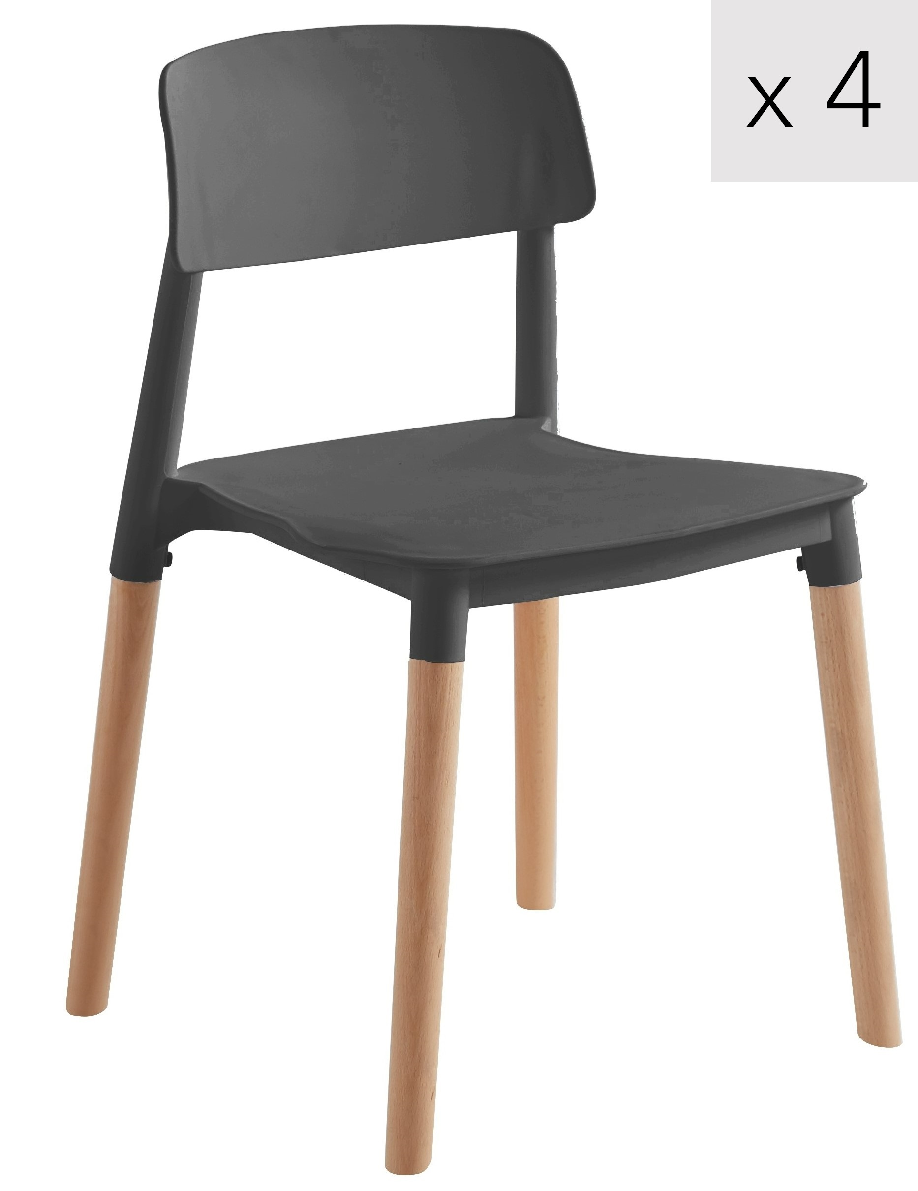 Chaises scandinaves dépareillées ajourées pieds en bois x4 - MANDY