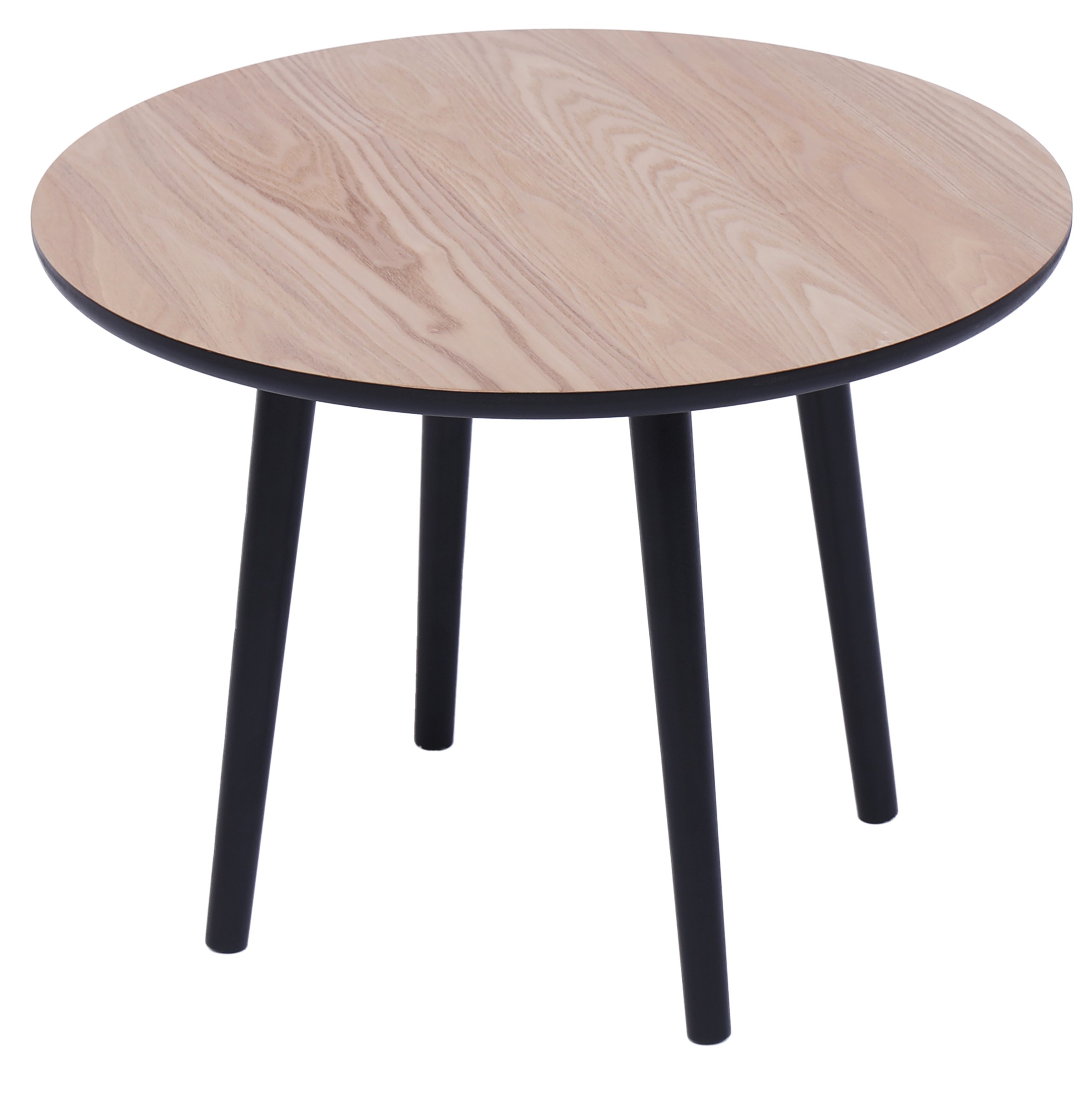 table d'appoint en bois massif noir et naturel