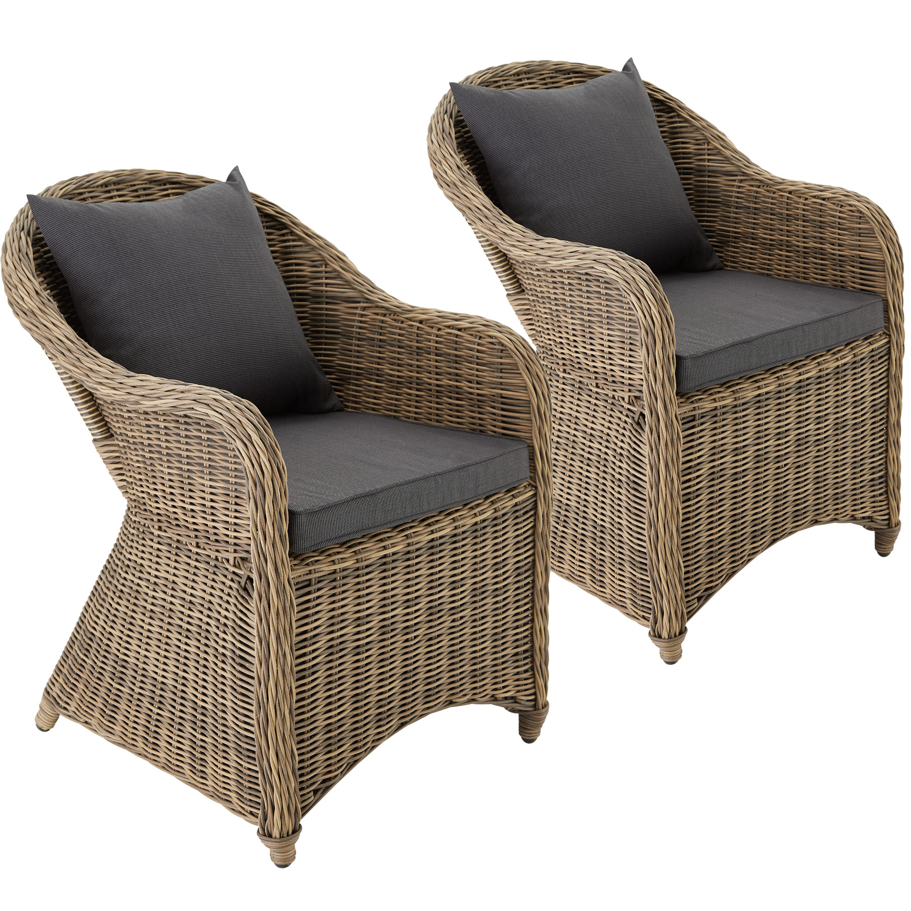 Lot de 2 fauteuils de jardin en rotin marron naturel