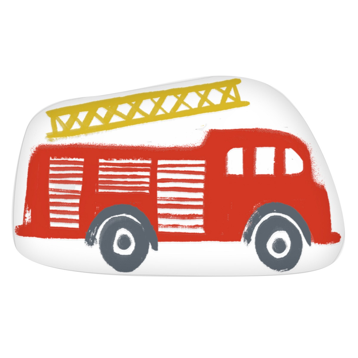 Coussin coton blanc avec camion de pompiers 44x27cm